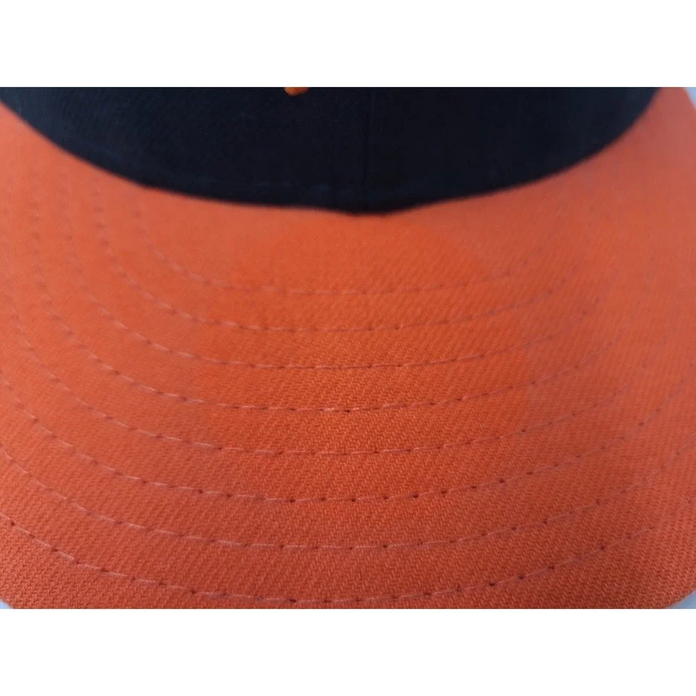 Vintage Bowie Baysox New Era 59Fifty Fitted 7 Hat Cap Wool Men MiLB Black Orange
